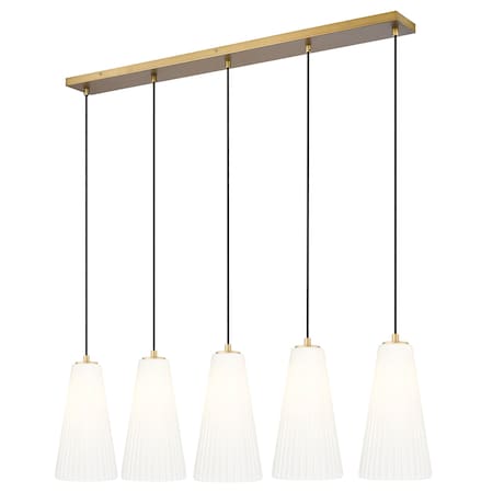 Z-Lite Farrell 5 Light Linear Chandelier, 7.25in. W x 13.75in. H, Modern Gold 3043P7-5L-MGLD